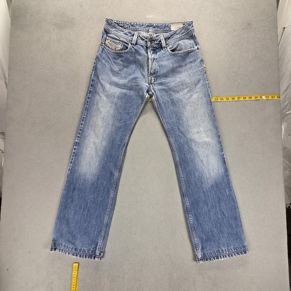 Diesel Jeans Mens 31x32 Blue Levan Relaxed Straight Button Fly Altered Hem 00934